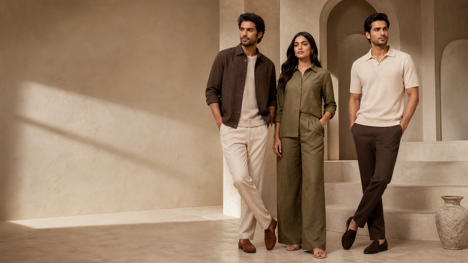 ZERO-7's contemporary apparel collection in warm neutral tones